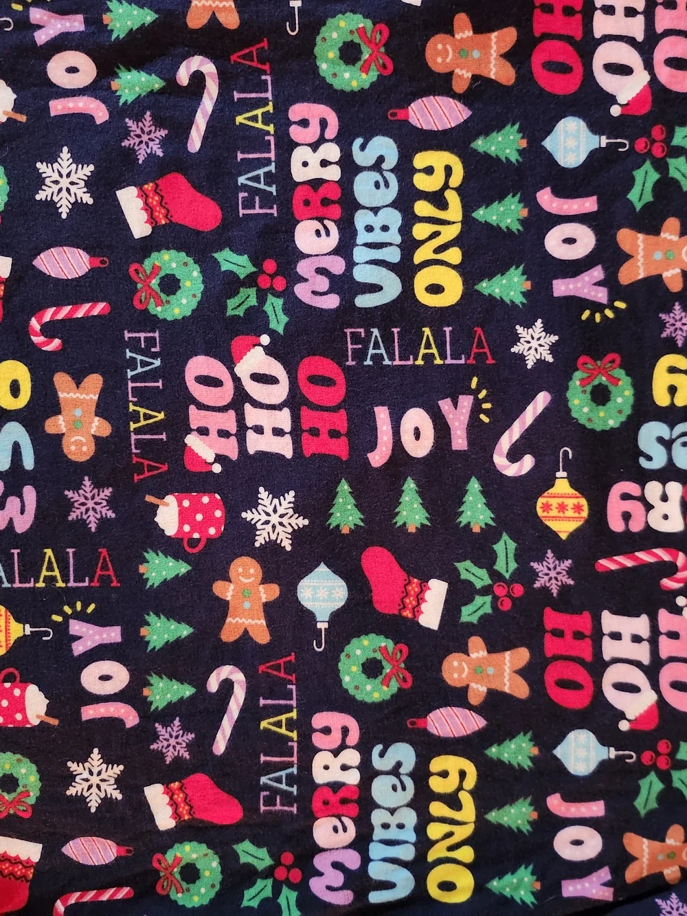 Macy's Navy Holiday Pajama Set with Multicolor Print